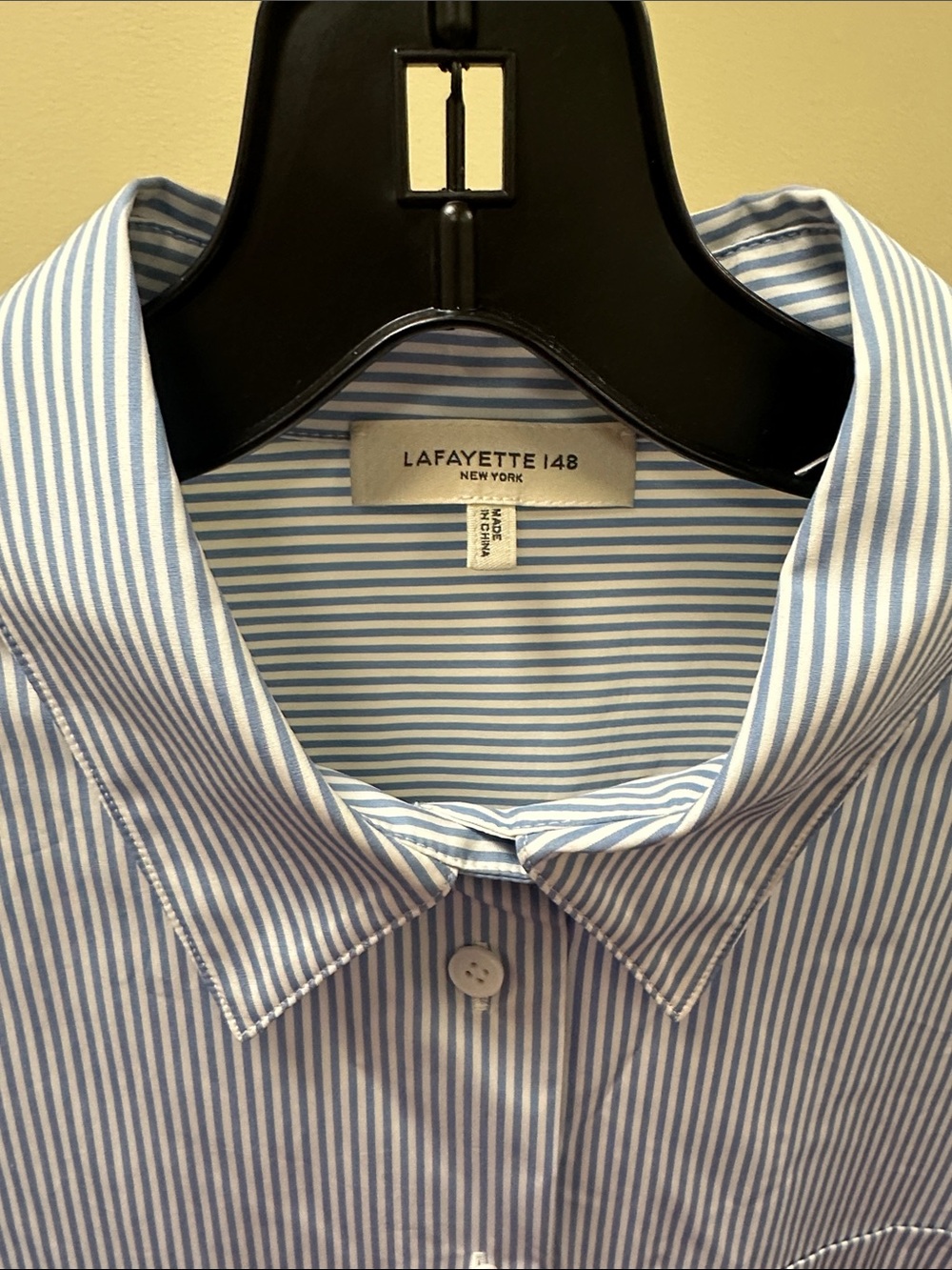 Lafayette 148 New York Light Blue & White Striped Midi Shirt Dress - Picture 2 of 3